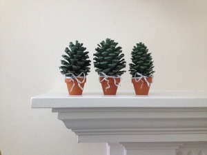 pinecones on mantel