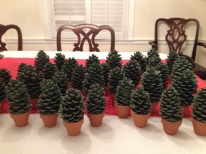 trees across table