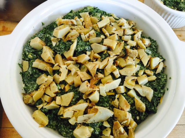 kale topped with artichokes