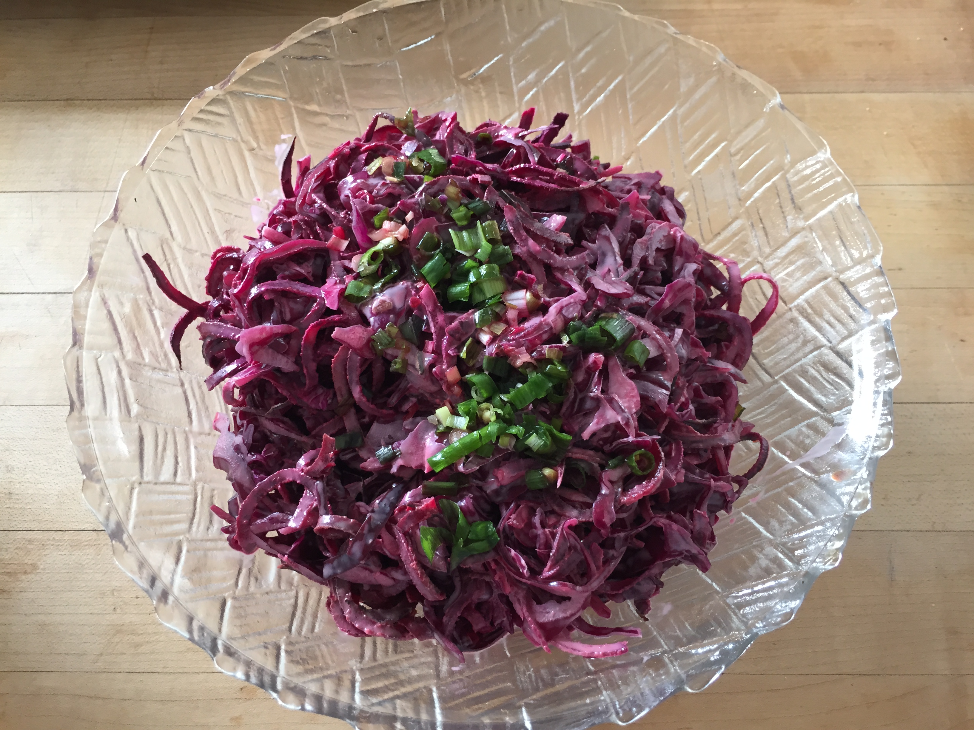 beet noodle salad in bowl